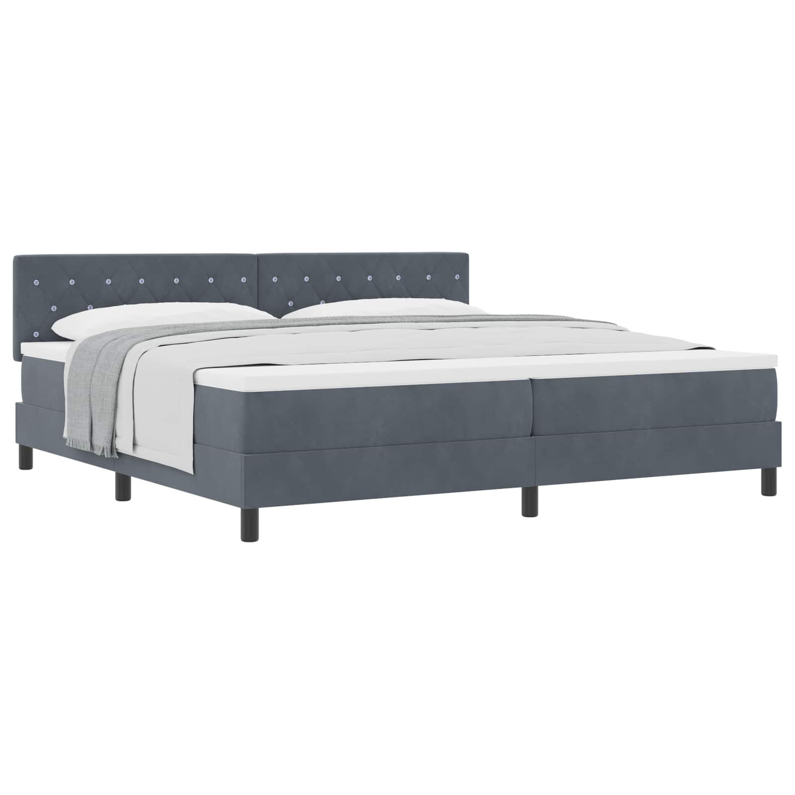 Letto a molle con materasso Grigio scuro 200 x 200 cm Velluto 3339129