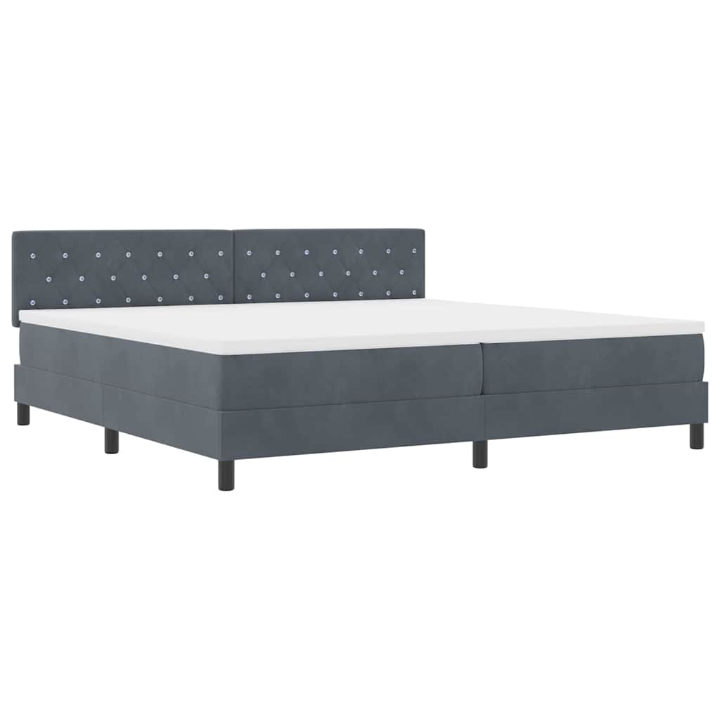 Letto a molle con materasso Grigio scuro 200 x 200 cm Velluto 3339129