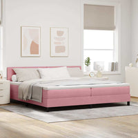 Letto a molle con materasso Rosa 200 x 200 cm Velluto 3339133