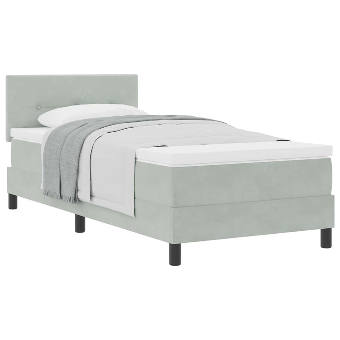 Letto a molle con materasso-Struttura Letto con Materasso Grigio chiaro 90 x 200 cm Velluto 626482