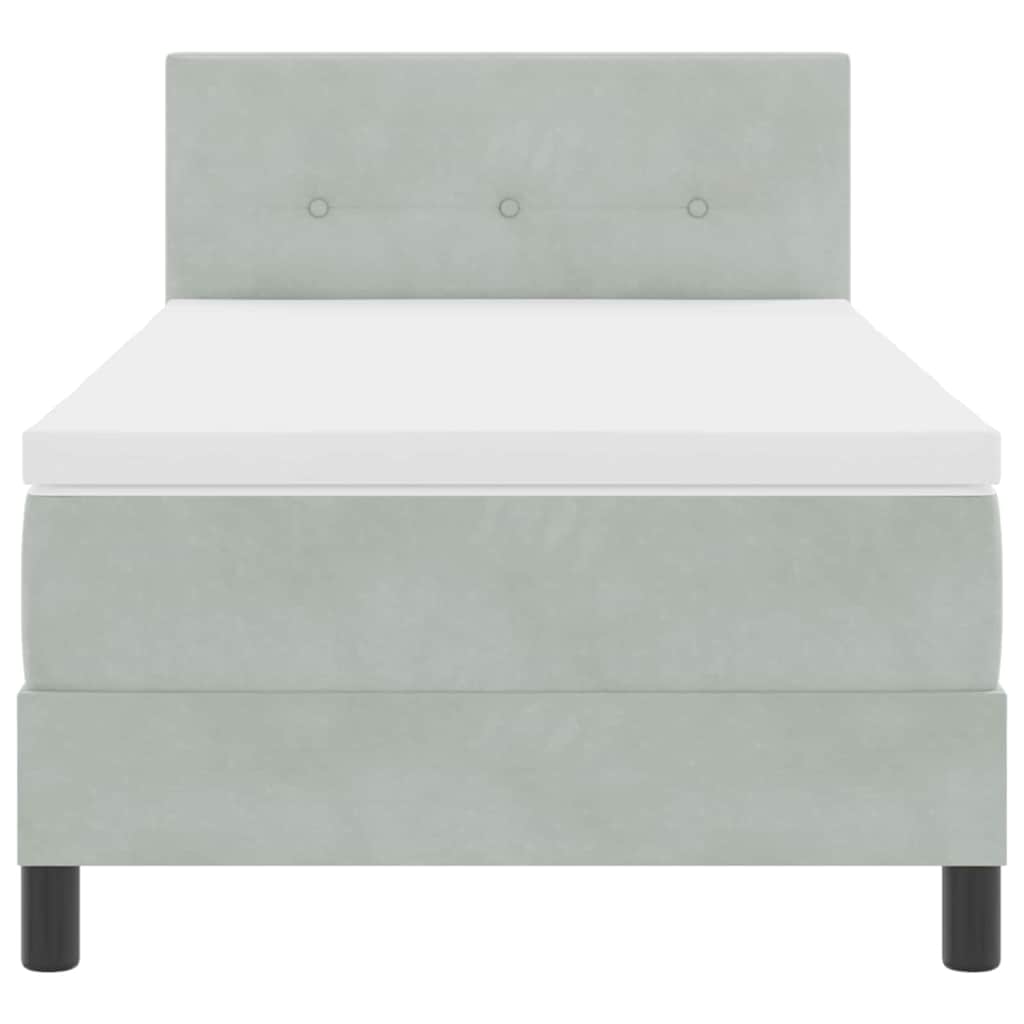 Letto a molle con materasso-Struttura Letto con Materasso Grigio chiaro 90 x 200 cm Velluto 626482