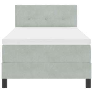 Letto a molle con materasso-Struttura Letto con Materasso Grigio chiaro 90 x 200 cm Velluto 626482