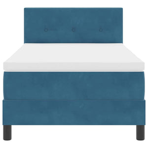 Letto a molle con materasso-Struttura Letto con Materasso Blu Scuro 90 x 200 cm Velluto 596511