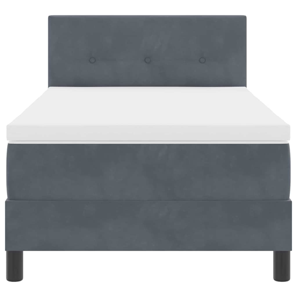 Letto a molle con materasso-Struttura Letto con Materasso Grigio scuro 100 x 200 cm Velluto 399394
