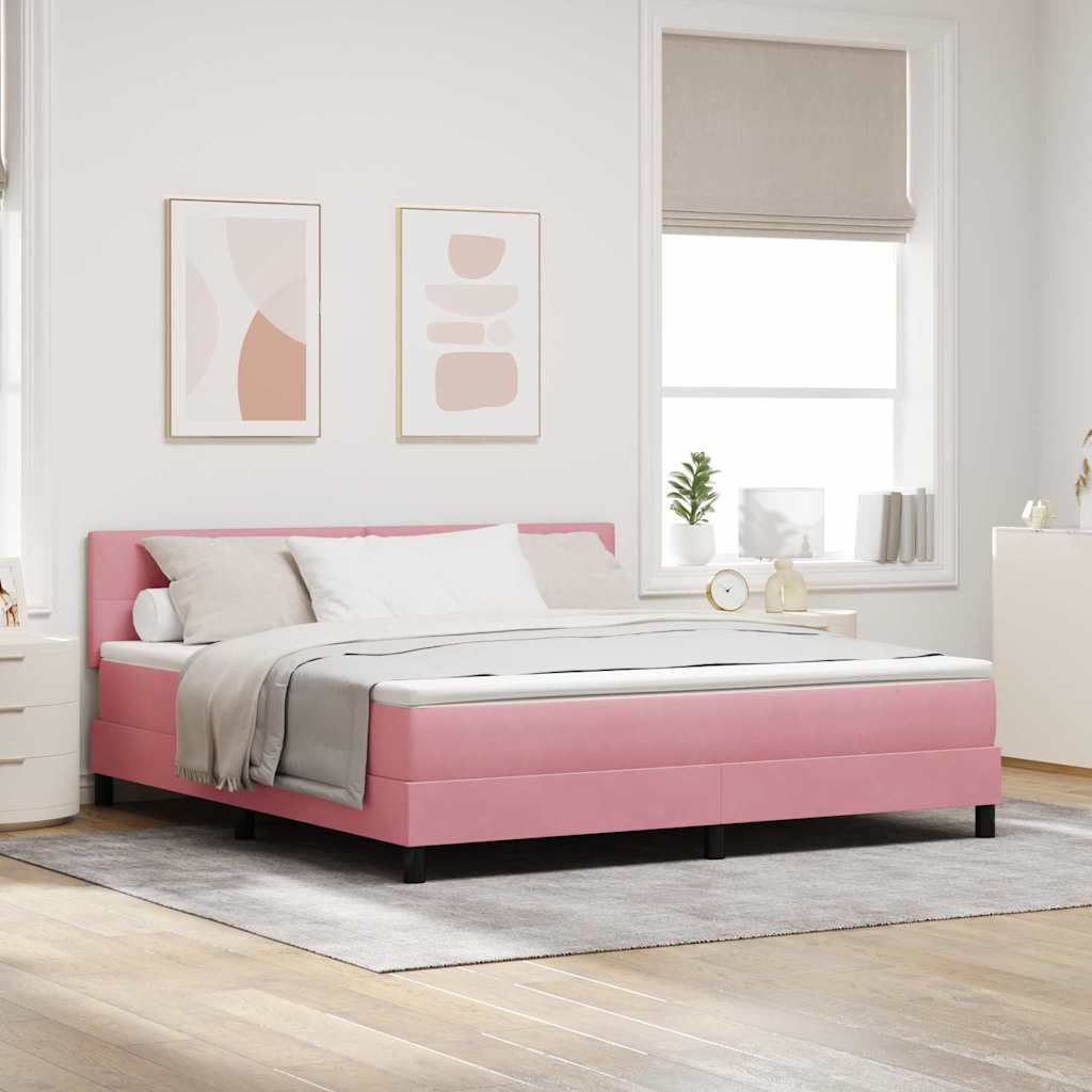 Letto a molle con materasso Rosa 180 x 200 cm Velluto 3339193
