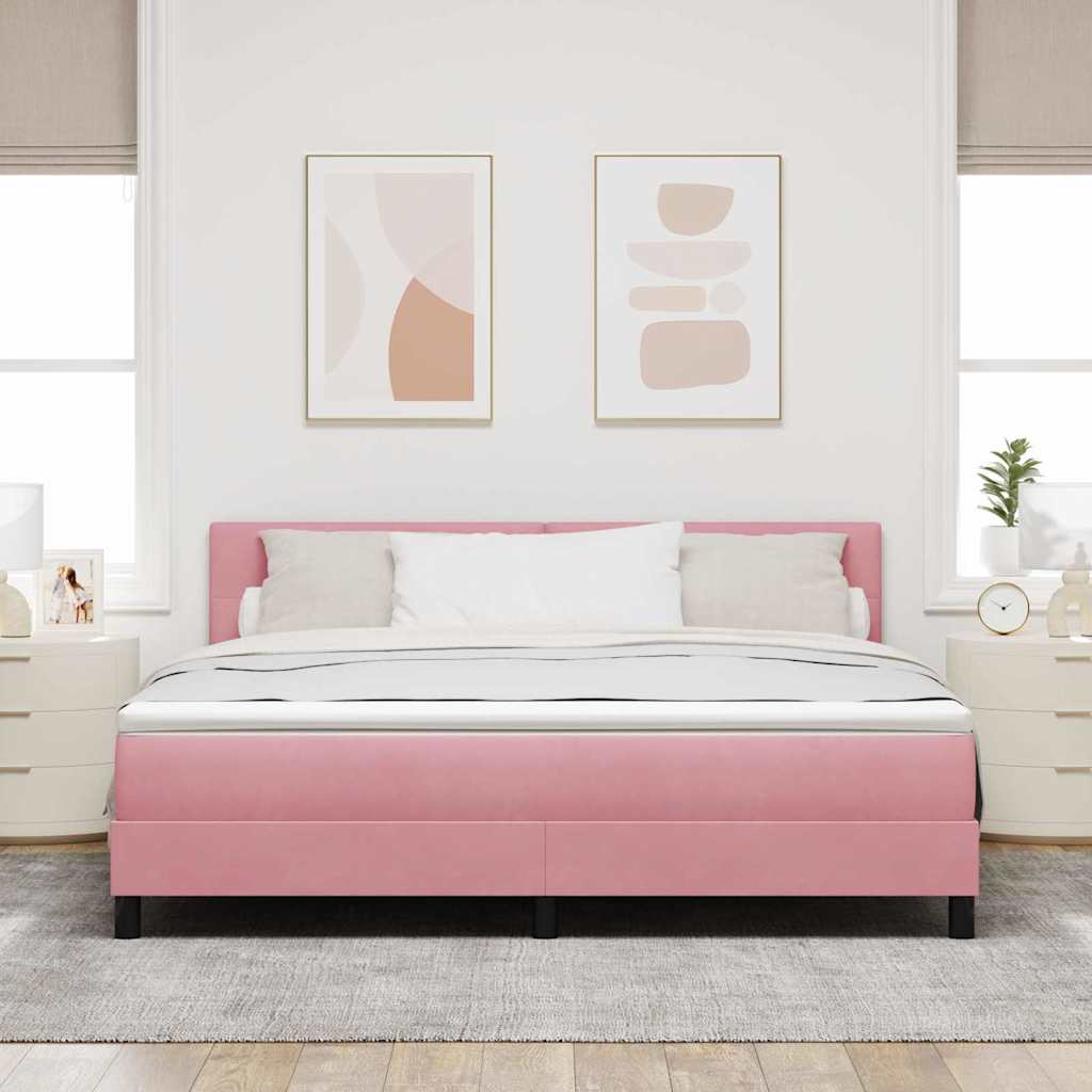 Letto a molle con materasso Rosa 180 x 200 cm Velluto 3339193