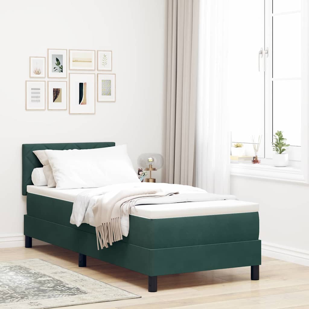 Letto a molle con materasso Verde Scuro 80 x 200 cm Velluto 3339203