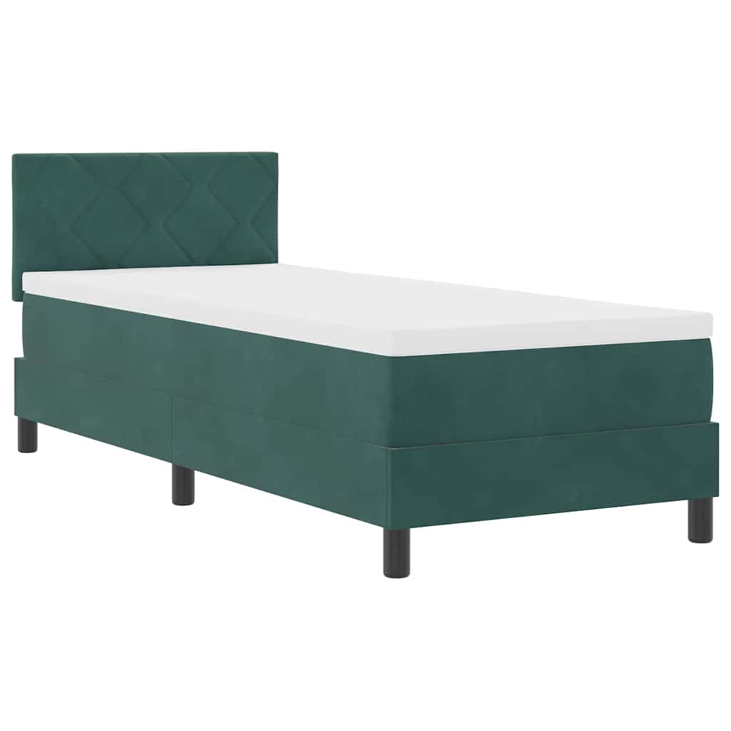 Letto a molle con materasso Verde Scuro 80 x 200 cm Velluto 3339203