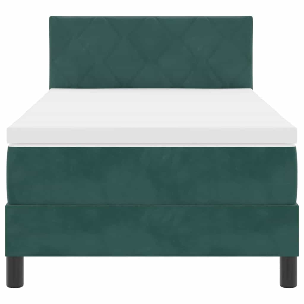 Letto a molle con materasso Verde Scuro 90 x 190 cm Velluto 3339209