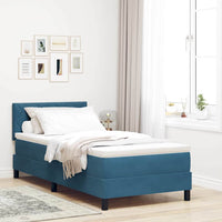 Letto a molle con materasso-Struttura Letto con Materasso Blu Scuro 90 x 190 cm Velluto 858690