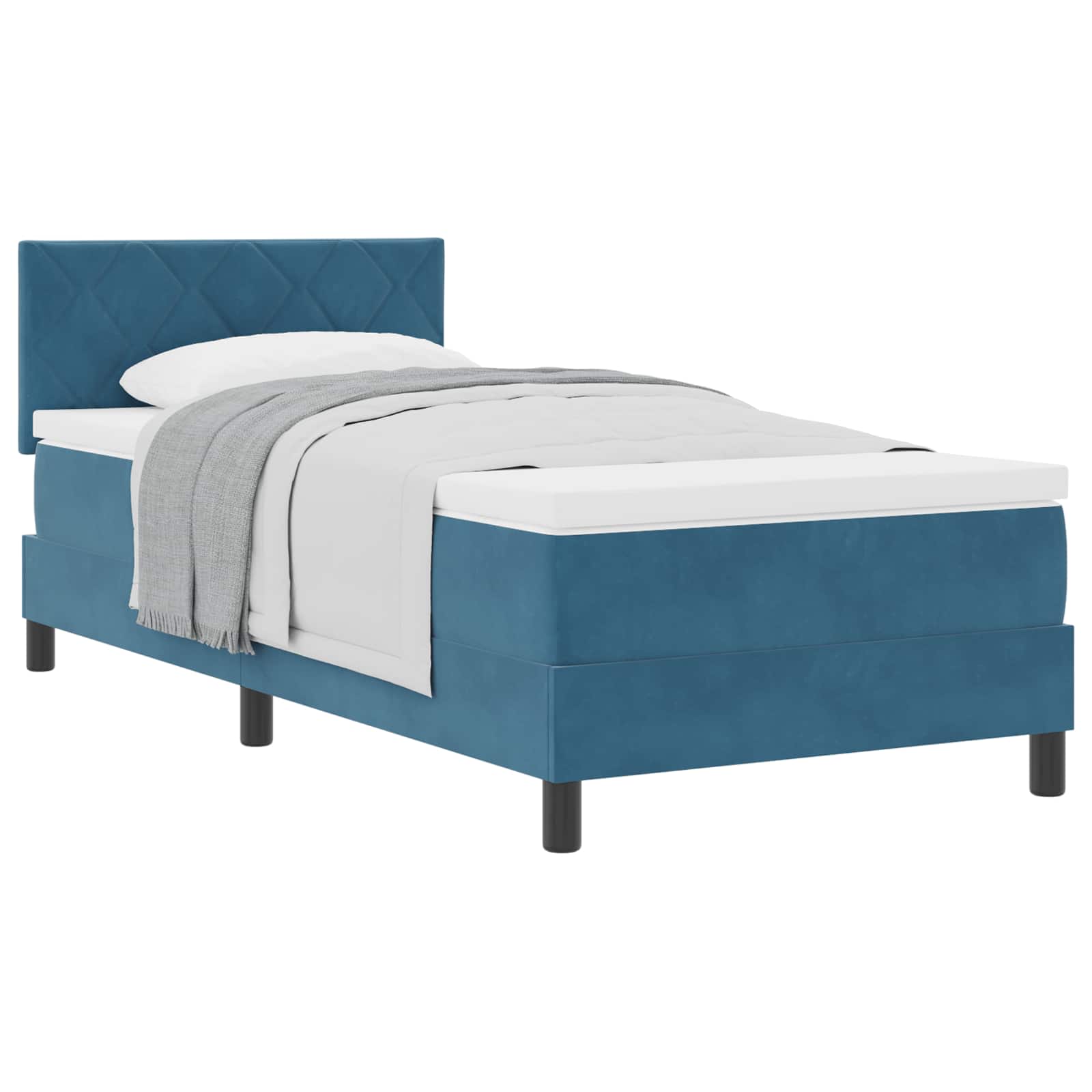 Letto a molle con materasso-Struttura Letto con Materasso Blu Scuro 90 x 190 cm Velluto 858690