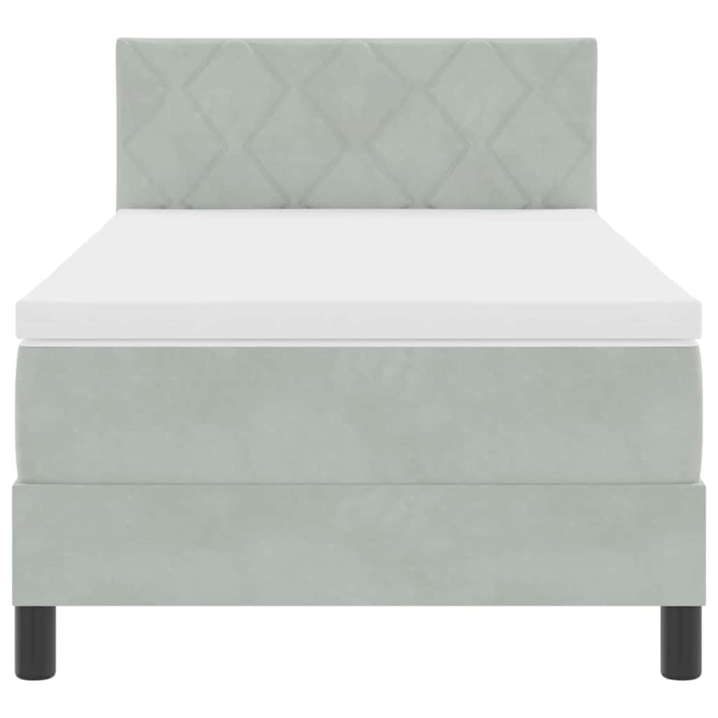 Letto a molle con materasso-Struttura Letto con Materasso Grigio chiaro 90 x 200 cm Velluto 675379