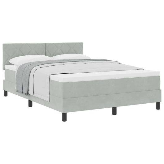 Letto a molle con materasso Grigio chiaro 140 x 190 cm Velluto 3339236