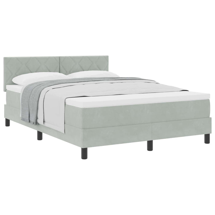 Letto a molle con materasso Grigio chiaro 140 x 190 cm Velluto 3339236