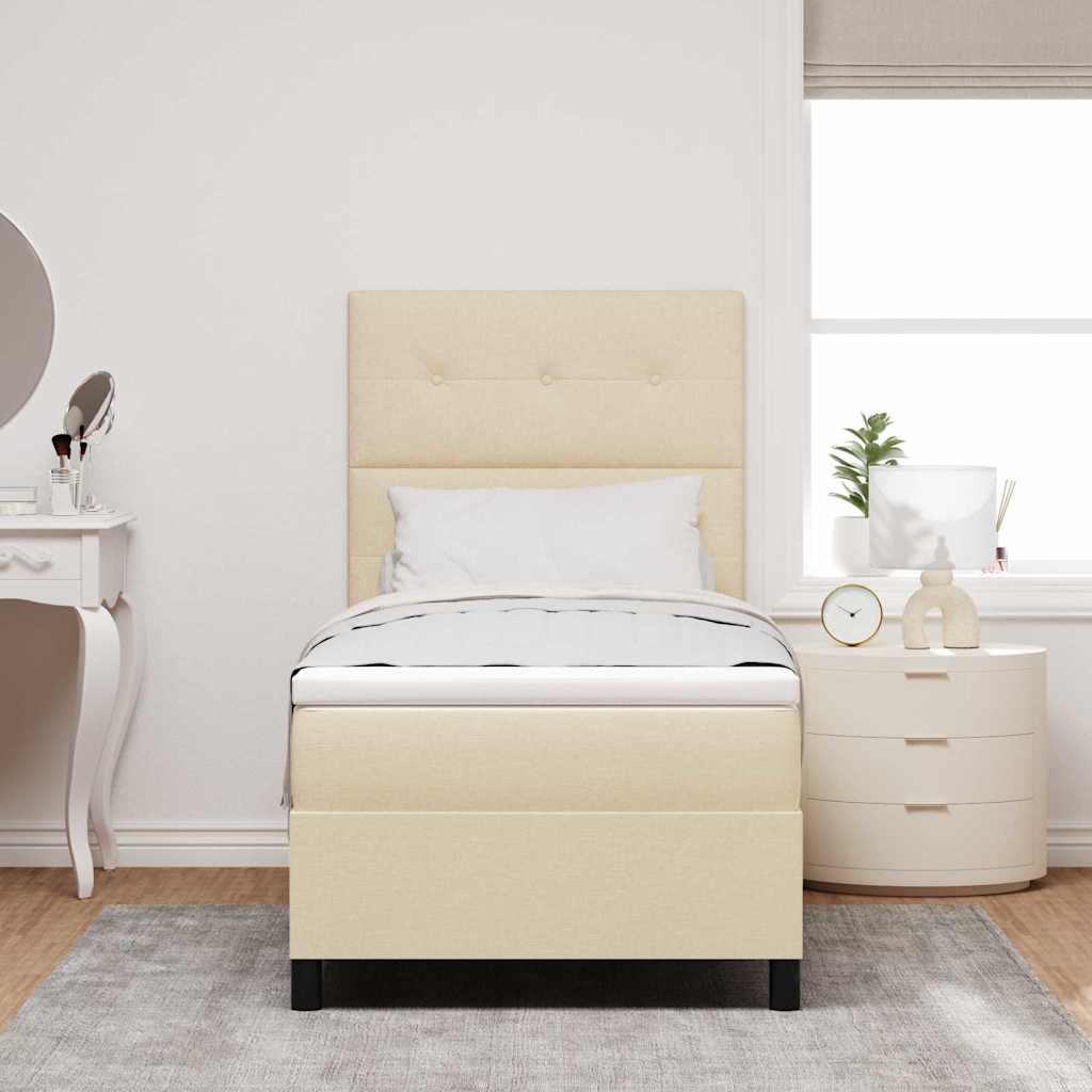 Letto a molle con materasso Crema 90 x 190 cm Tessuto 3339355
