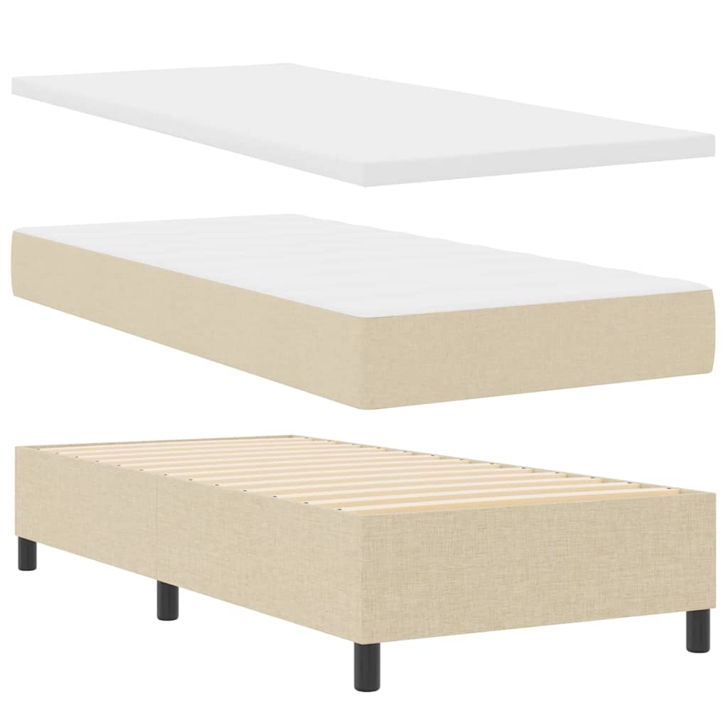 Letto a molle con materasso Crema 90 x 190 cm Tessuto 3339355