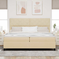 Letto a molle con materasso Crema 200 x 200 cm Tessuto 3339495