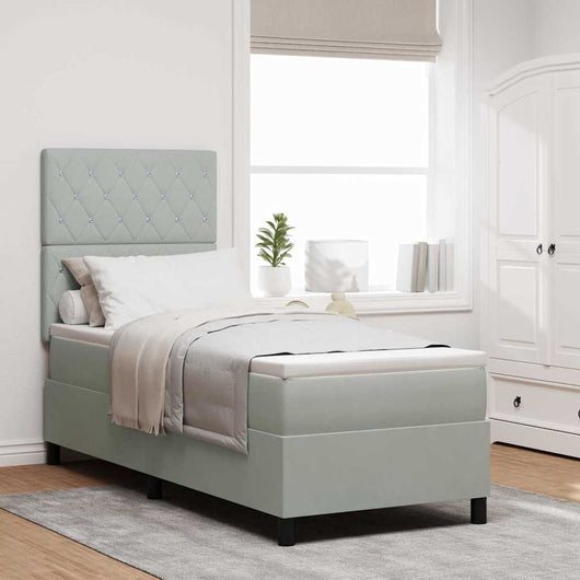 Letto a molle con materasso Grigio chiaro 80 x 200 cm Tessuto 3339728