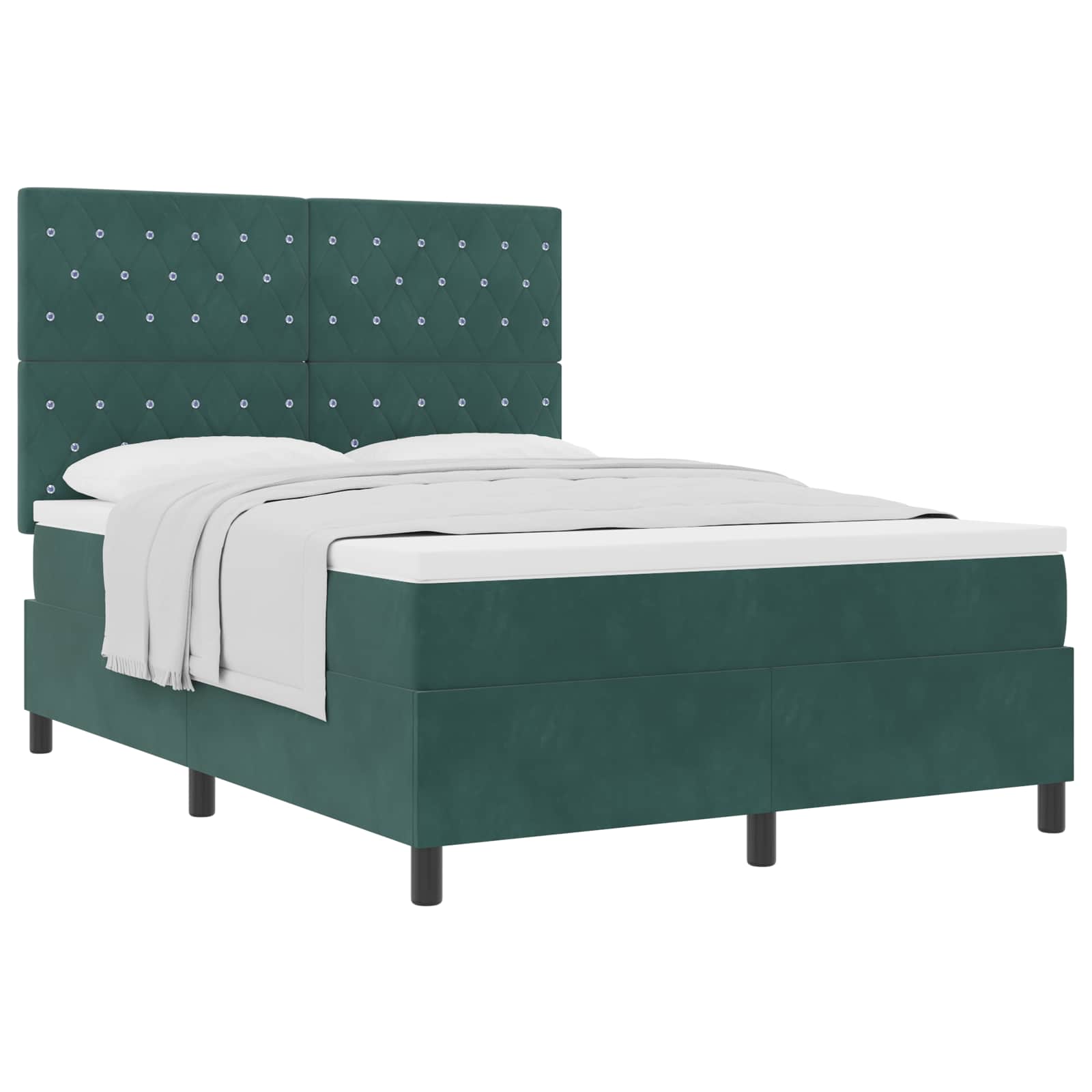 Letto a molle con materasso Verde Scuro 140 x 190 cm Tessuto 3339767