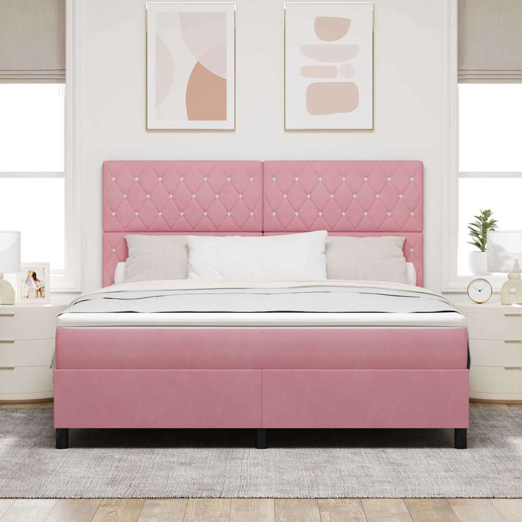 Letto a molle con materasso Rosa 180 x 200 cm Tessuto 3339787