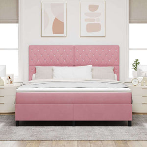 Letto a molle con materasso Rosa 180 x 200 cm Tessuto 3339787