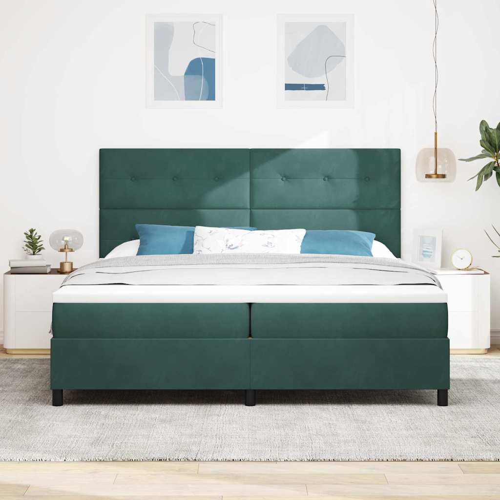 Letto a molle con materasso Verde Scuro 200 x 200 cm Tessuto 3339857