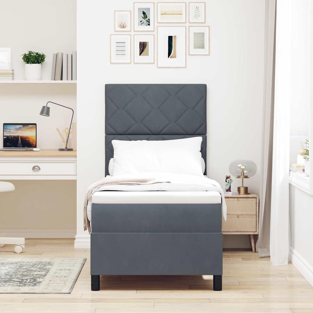 Letto a molle con materasso Grigio scuro 80 x 200 cm Tessuto 3339861