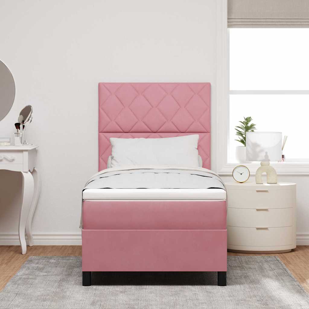Letto a molle con materasso Rosa 90 x 190 cm Velluto 3339871