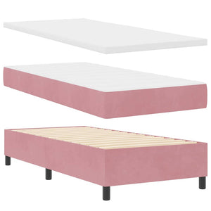 Letto a molle con materasso Rosa 90 x 190 cm Velluto 3339871