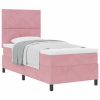 Letto a molle con materasso Rosa 90 x 190 cm Velluto 3339871