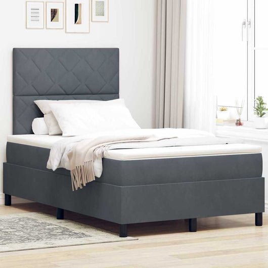 Letto a molle con materasso Grigio scuro 120 x 200 cm Tessuto 3339891