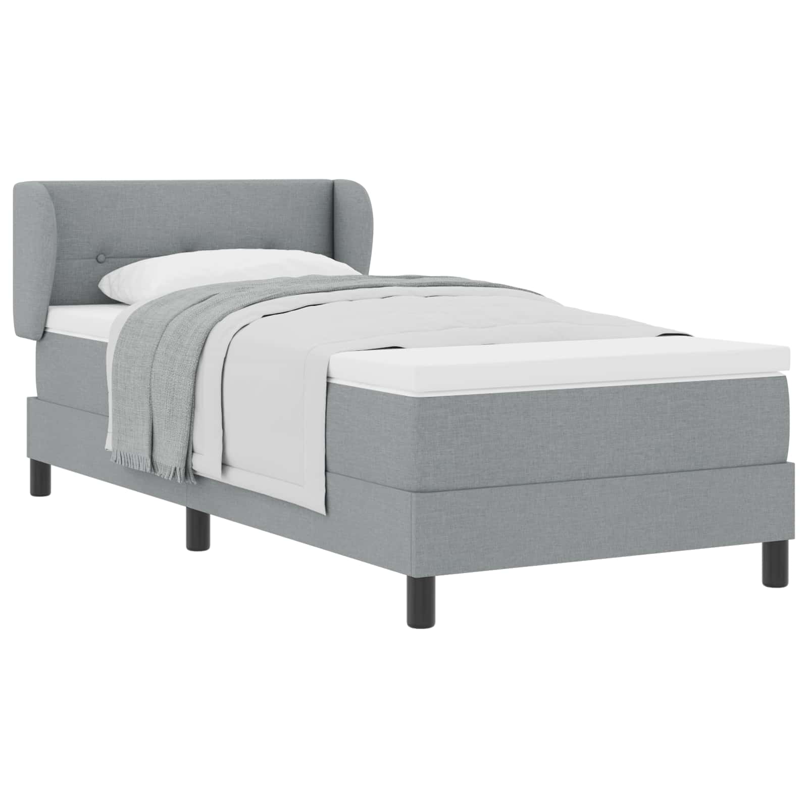 Letto a molle con materasso-Struttura Letto con Materasso Grigio chiaro 90 x 200 cm Tessuto 130344