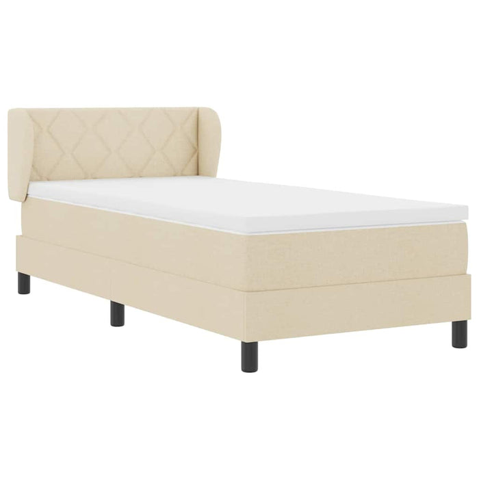 Letto a molle con materasso-Struttura Letto con Materasso Crema 90 x 190 cm Tessuto 920014