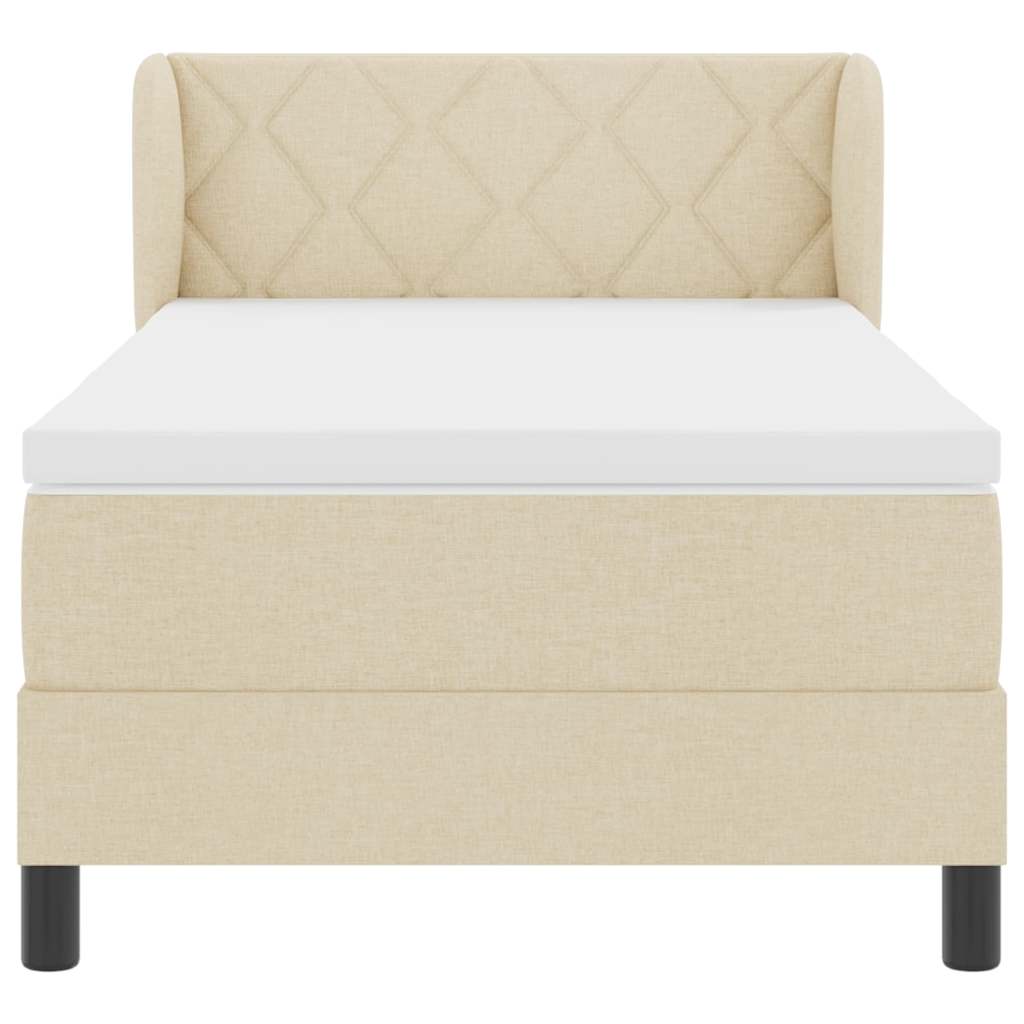 Letto a molle con materasso-Struttura Letto con Materasso Crema 90 x 190 cm Tessuto 920014