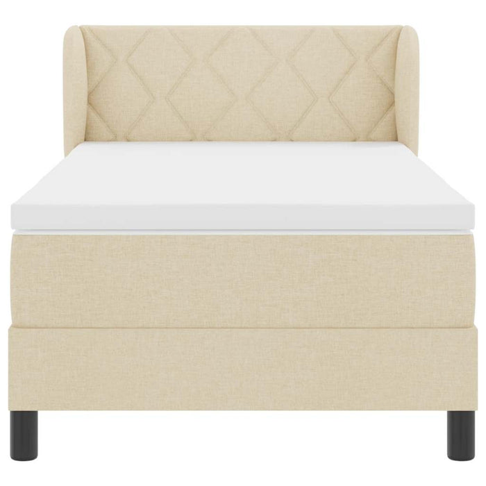 Letto a molle con materasso-Struttura Letto con Materasso Crema 90 x 190 cm Tessuto 920014