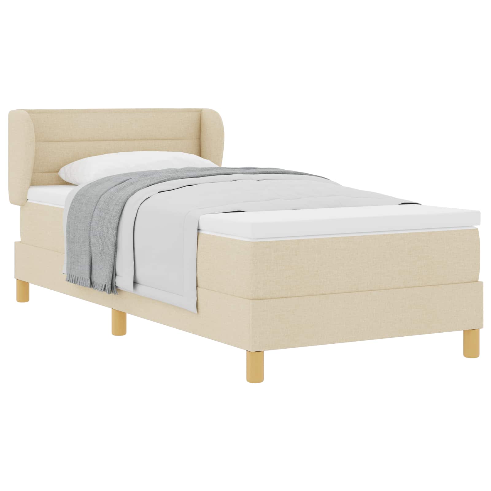 Letto a molle con materasso Crema 100 x 200 cm Tessuto 3340141