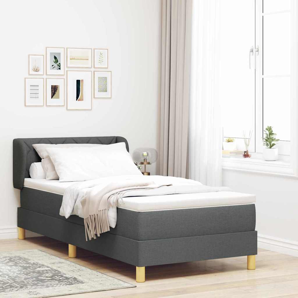 Letto a molle con materasso Grigio scuro 90 x 190 cm Tessuto 3340249
