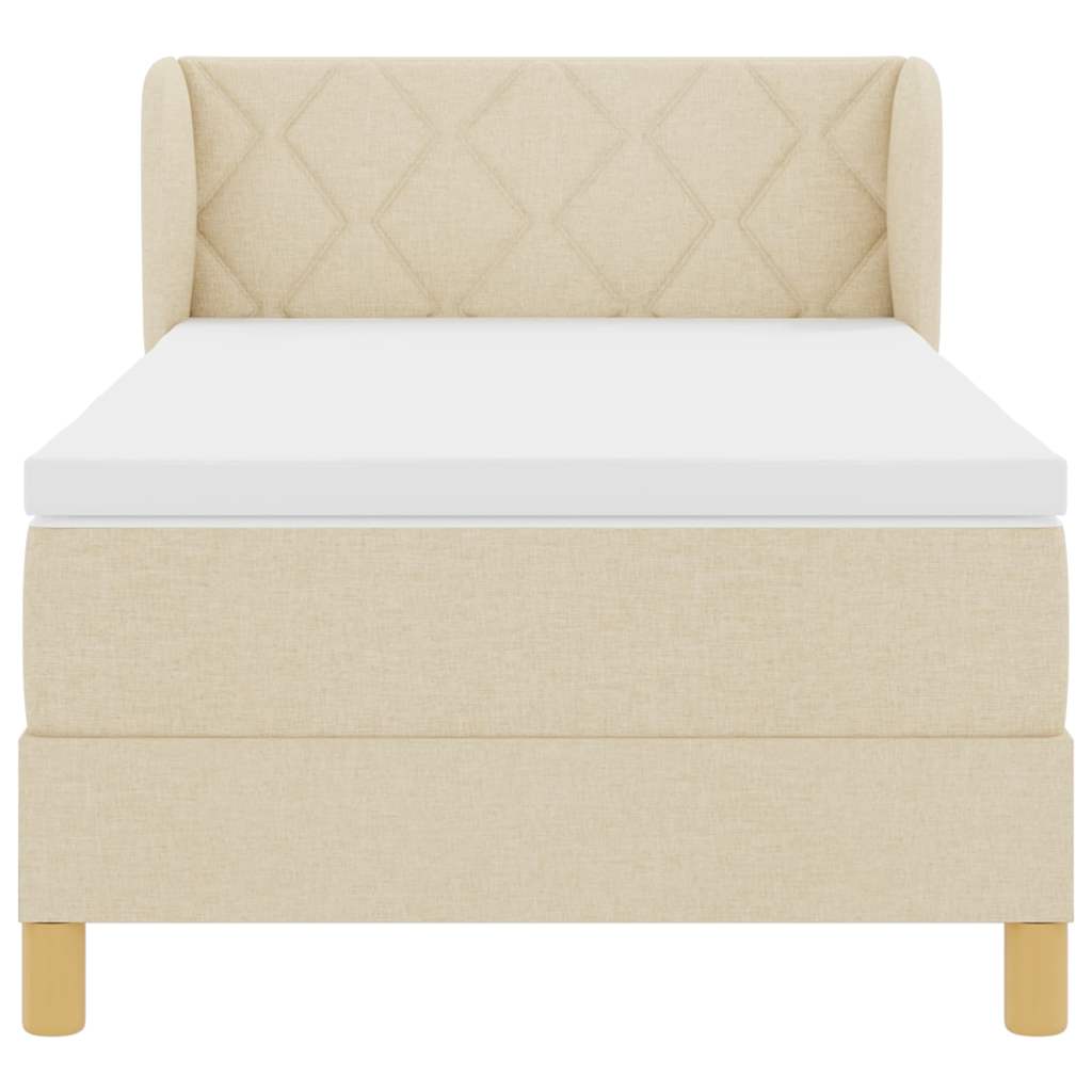 Letto a molle con materasso Crema 100 x 200 cm Tessuto 3340267