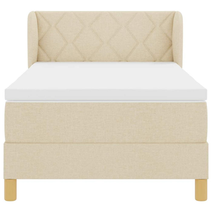 Letto a molle con materasso Crema 100 x 200 cm Tessuto 3340267