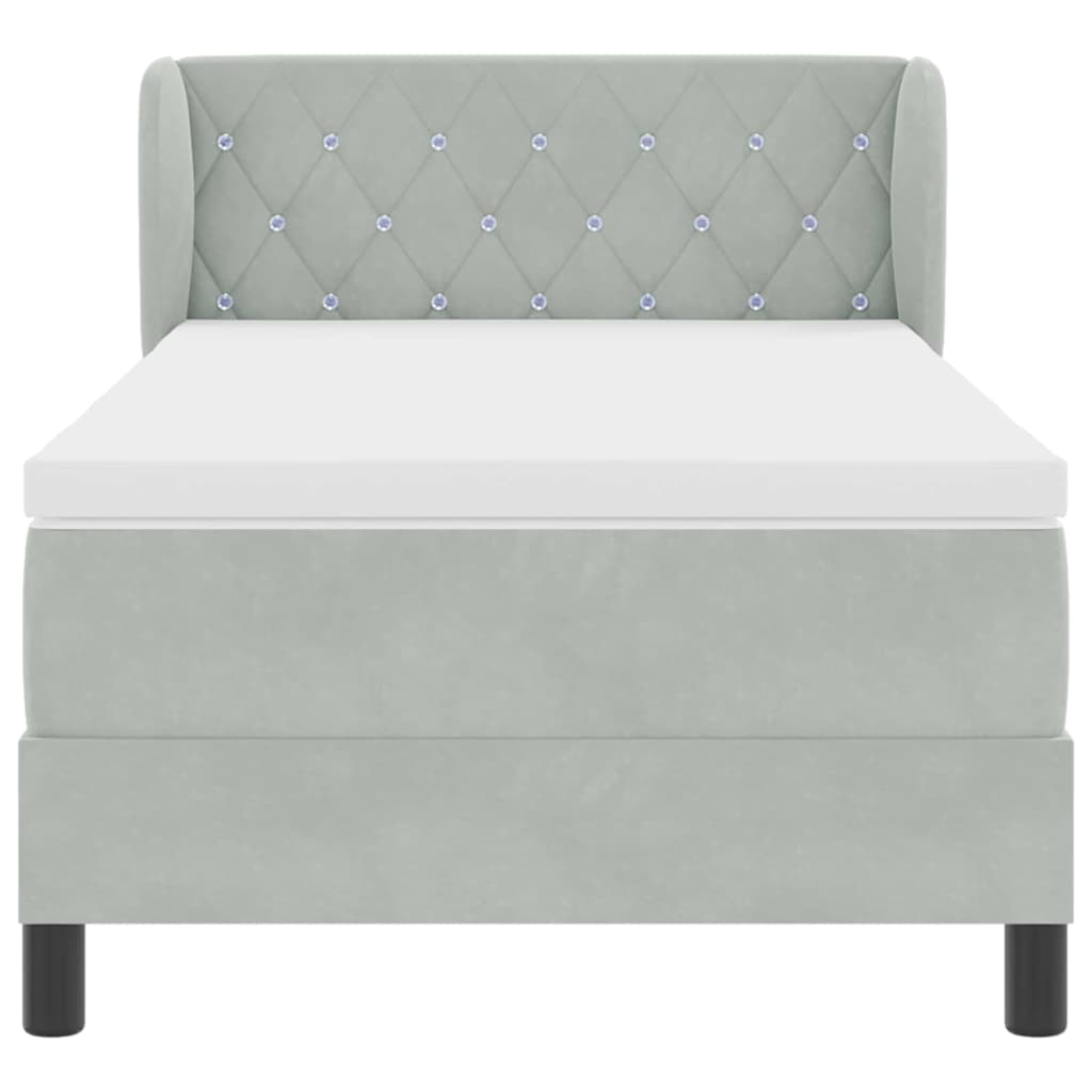 Letto a molle con materasso-Struttura Letto con Materasso Grigio chiaro 90 x 190 cm Velluto 605310