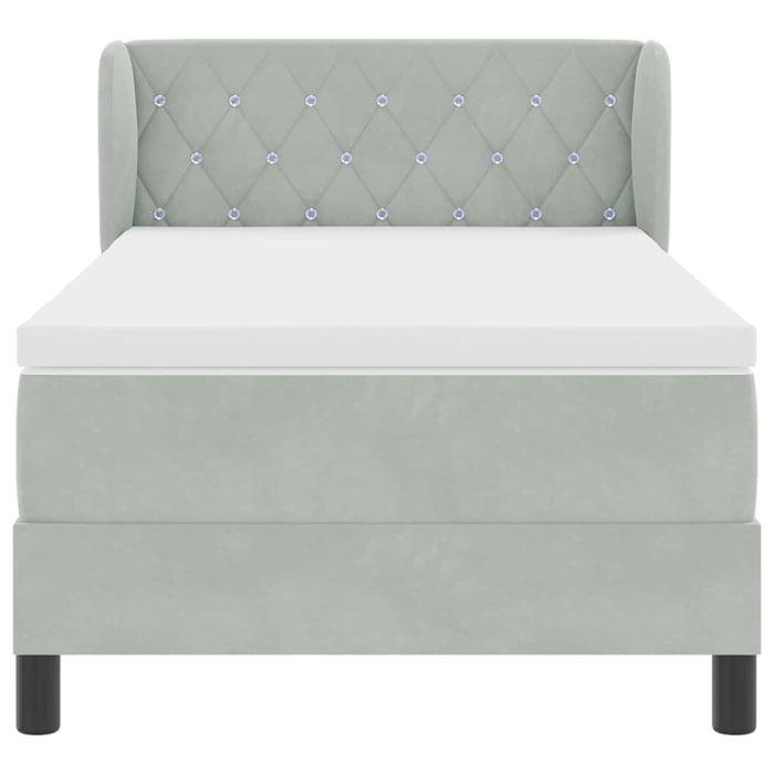 Letto a molle con materasso-Struttura Letto con Materasso Grigio chiaro 90 x 190 cm Velluto 605310