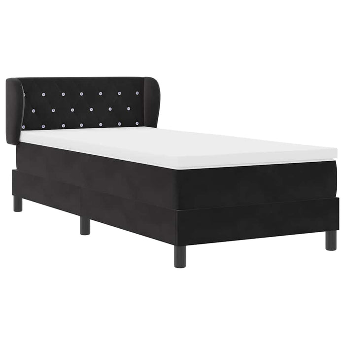Letto a molle con materasso Nero 90 x 190 cm Velluto 3340312