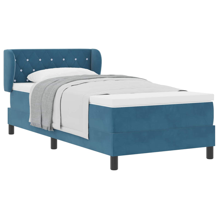 Letto a molle con materasso-Struttura Letto con Materasso Blu scuro 90 x 190 cm Velluto 237505