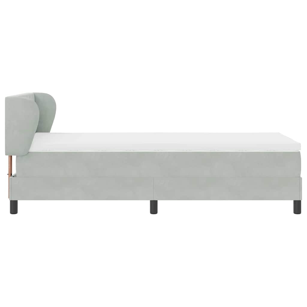 Letto a molle con materasso-Struttura Letto con Materasso Grigio chiaro 90 x 200 cm Velluto 132925