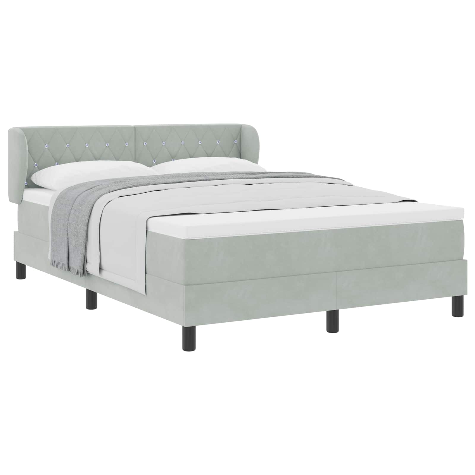Letto a molle con materasso Grigio chiaro 140 x 190 cm Velluto 3340328