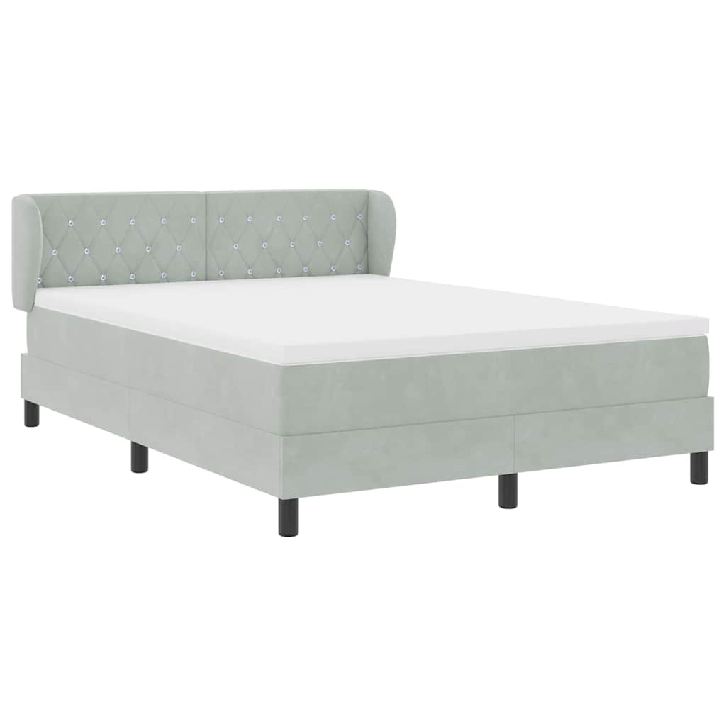 Letto a molle con materasso Grigio chiaro 140 x 190 cm Velluto 3340328