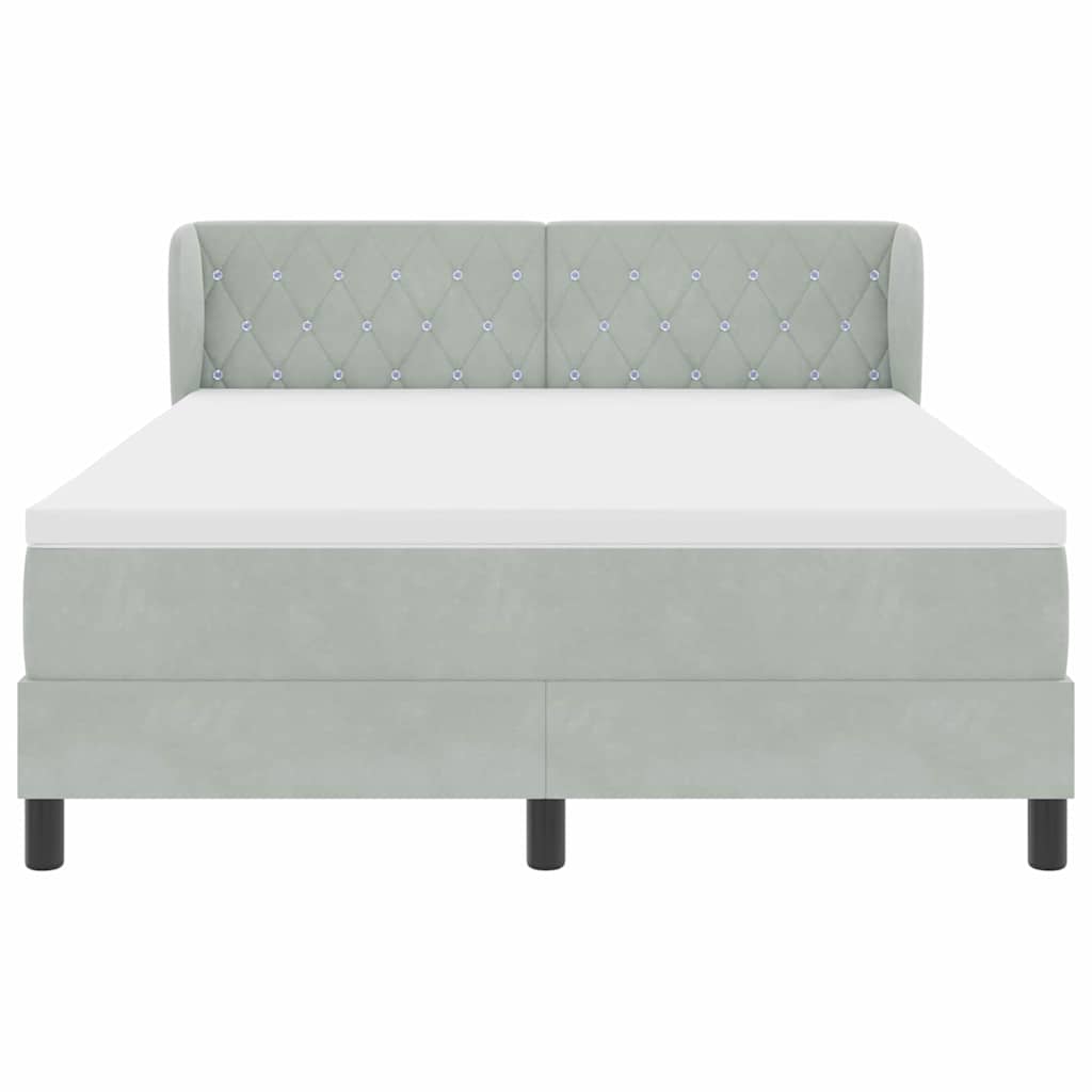 Letto a molle con materasso Grigio chiaro 140 x 190 cm Velluto 3340328