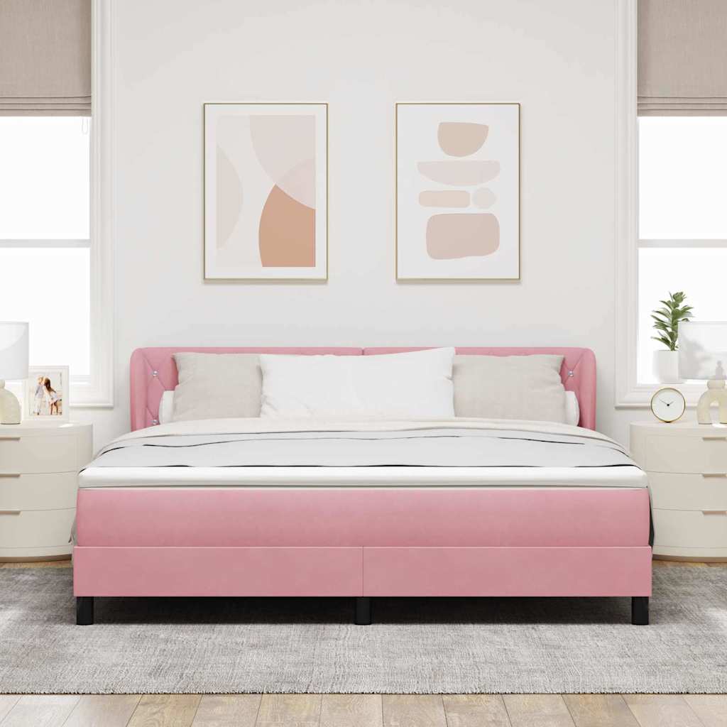 Letto a molle con materasso Rosa 180 x 200 cm Velluto 3340351
