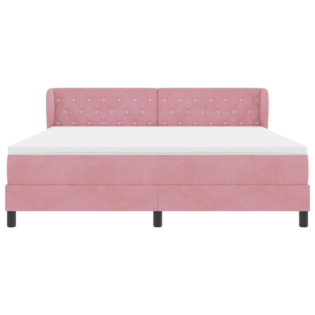 Letto a molle con materasso Rosa 180 x 200 cm Velluto 3340351