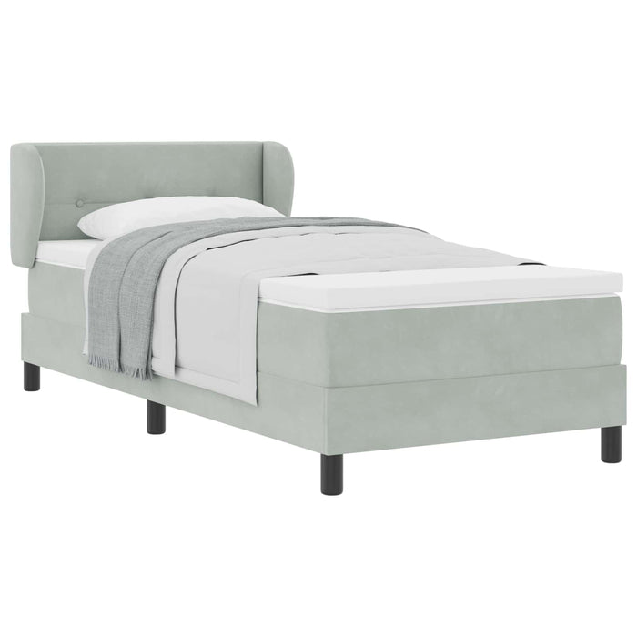 Letto a molle con materasso-Struttura Letto con Materasso Grigio chiaro 90 x 190 cm Velluto 699207